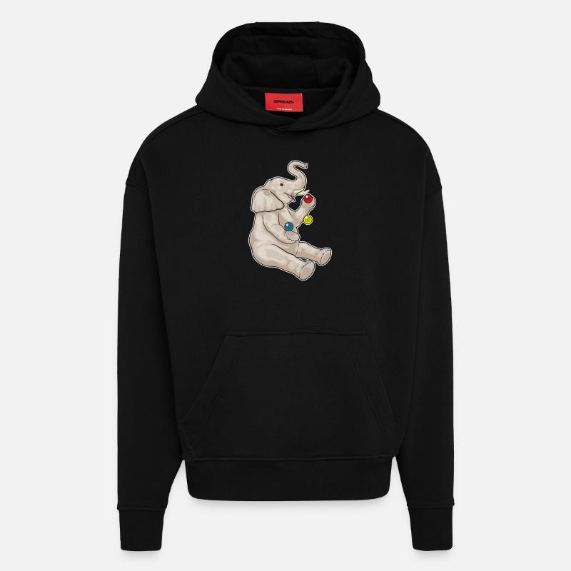 Jongleur éléphant jongleur - Sweat à capuche bio épais oversize fabriqué en UE - SOLID BLACK