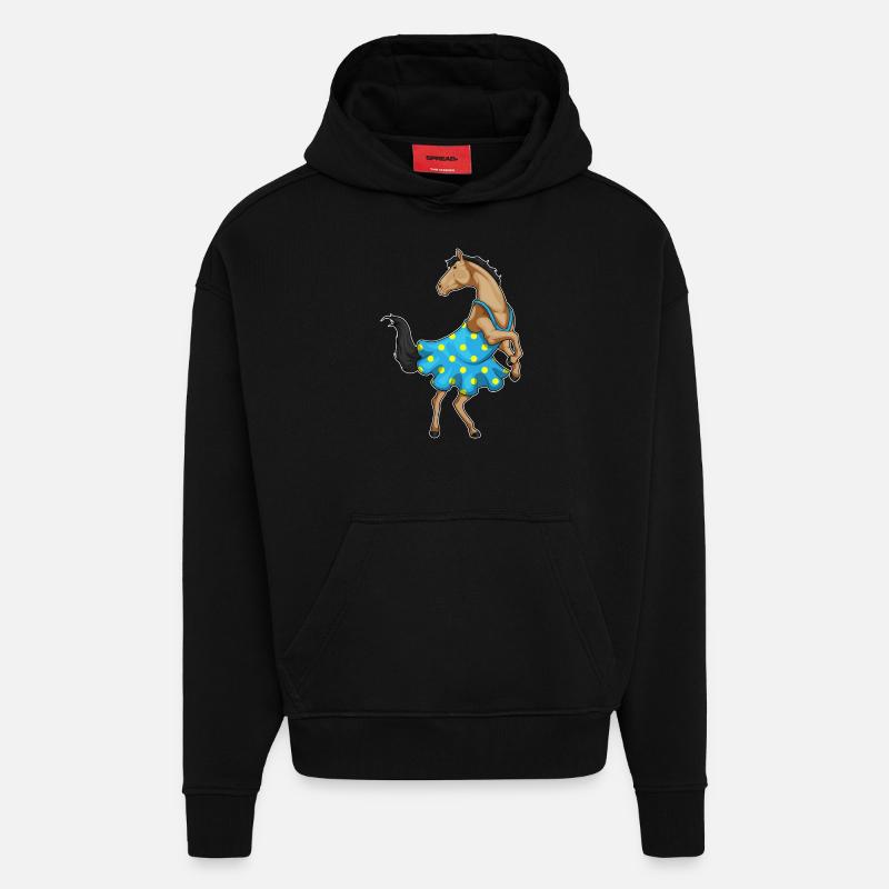 Robe cheval à pois - Sweat à capuche bio épais oversize fabriqué en UE - SOLID BLACK
