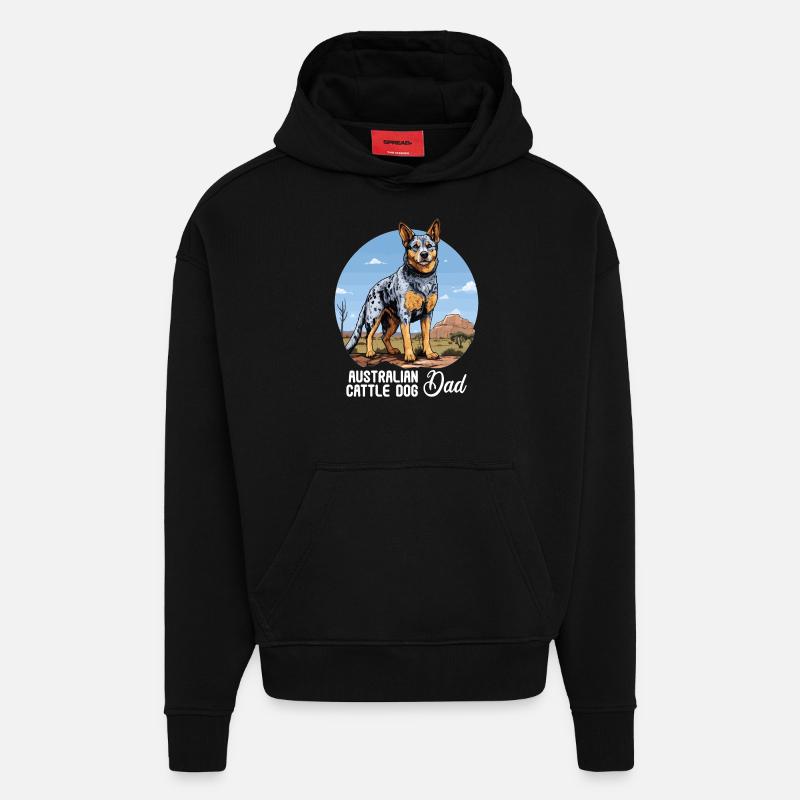 Hund Bouvier australien - Sweat à capuche bio épais oversize fabriqué en UE - SOLID BLACK