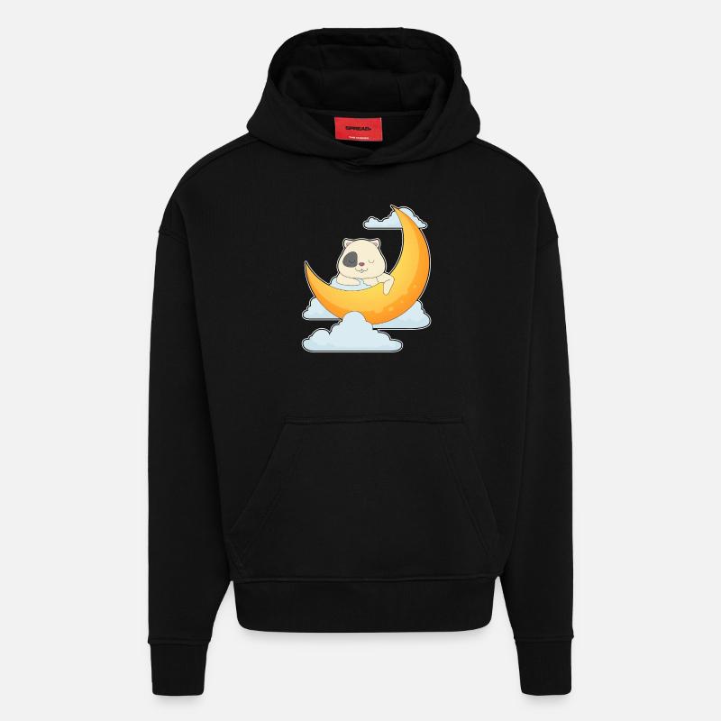 Hamster Moon Clouds - Hoodie- made by SPREAD - SOLID BLACK