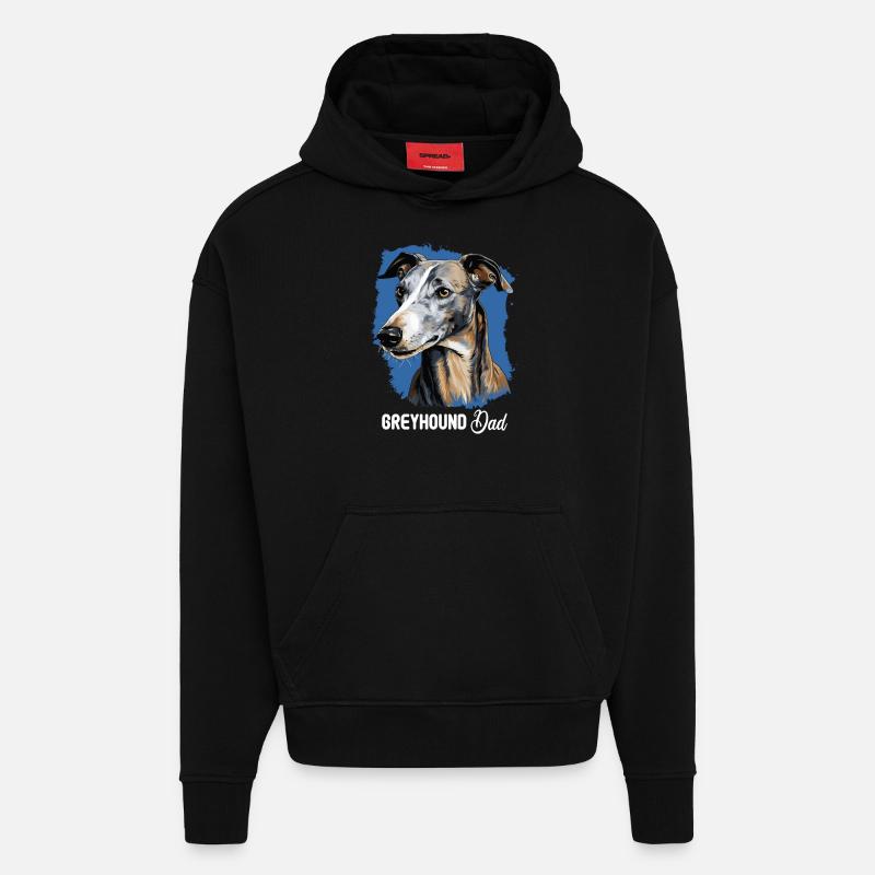 Chien lévrier - Sweat à capuche bio épais oversize fabriqué en UE - SOLID BLACK