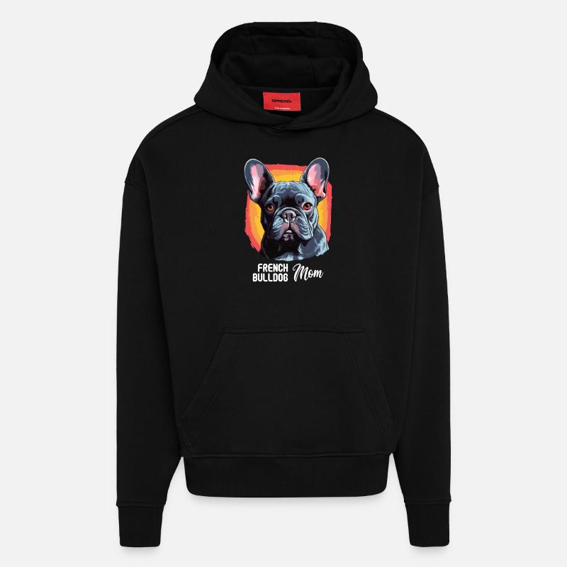Chien Bouledogue Français - Sweat à capuche bio épais oversize fabriqué en UE - SOLID BLACK
