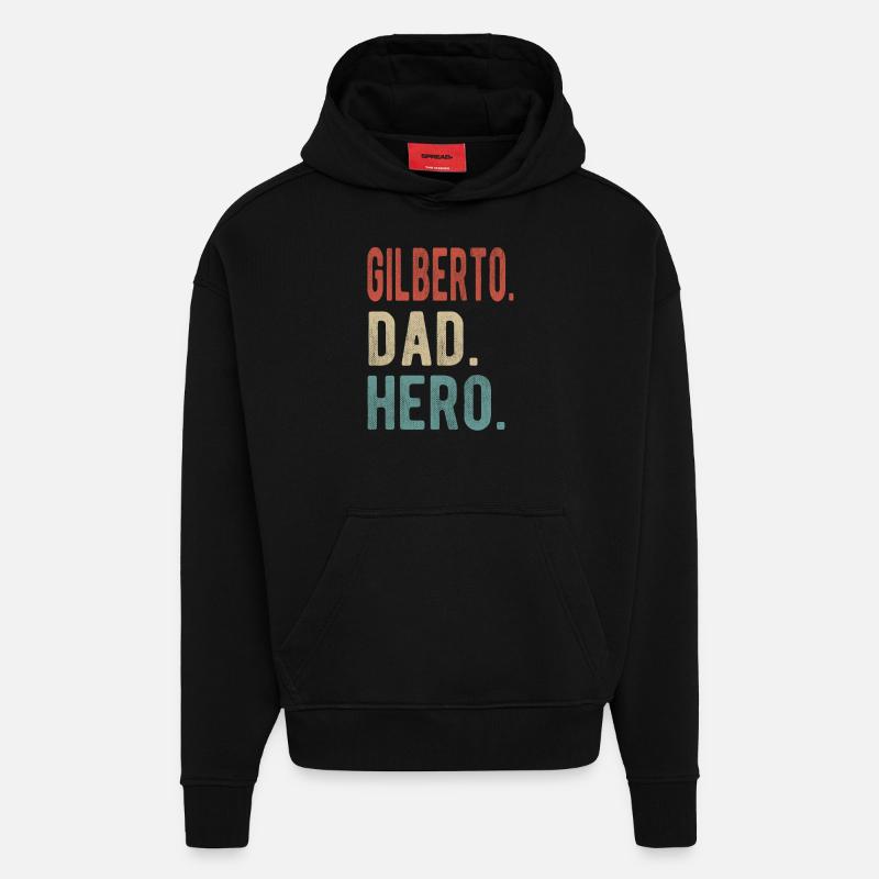 Gilberto Papa Héros - Sweat à capuche bio épais oversize fabriqué en UE - SOLID BLACK