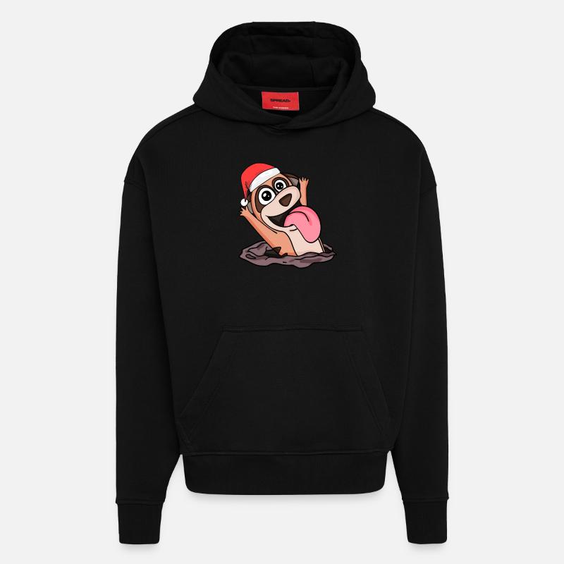 Noël de suricate - Sweat à capuche bio épais oversize fabriqué en UE - SOLID BLACK