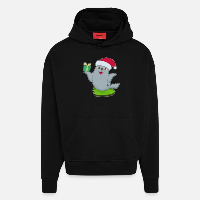 Paquet de Noël scellé - Sweat à capuche bio épais oversize fabriqué en UE - SOLID BLACK