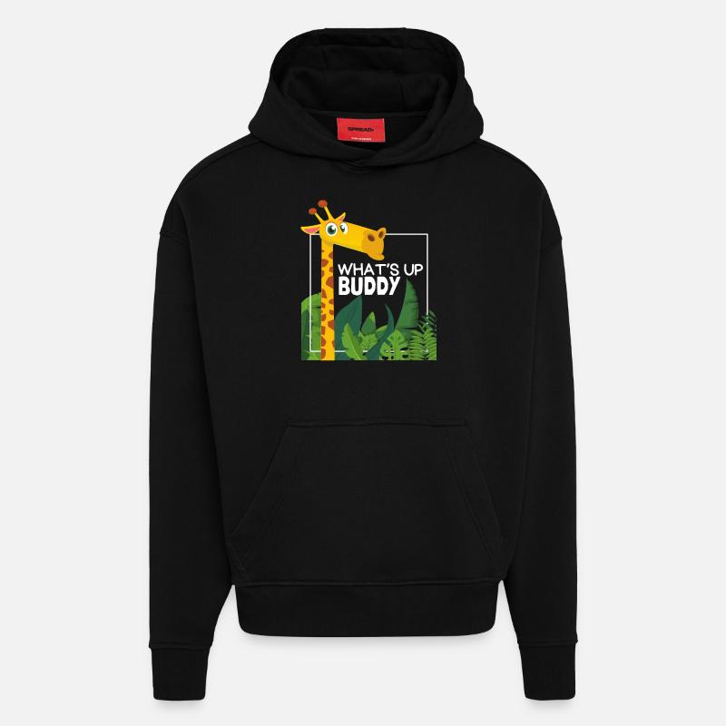 Lustige Giraffe, Comic Stil, Spruch - Hoodie- made by SPREAD - SOLID BLACK