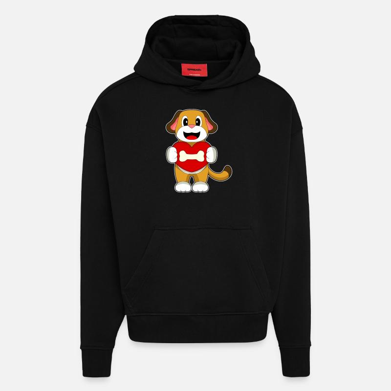 Coeur d’os de chien - Sweat à capuche bio épais oversize fabriqué en UE - SOLID BLACK