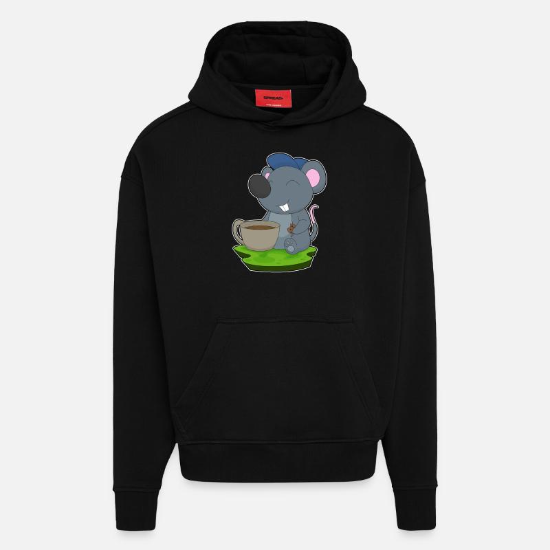 Maus Kaffee Tasse - Hoodie- made by SPREAD - SOLID BLACK