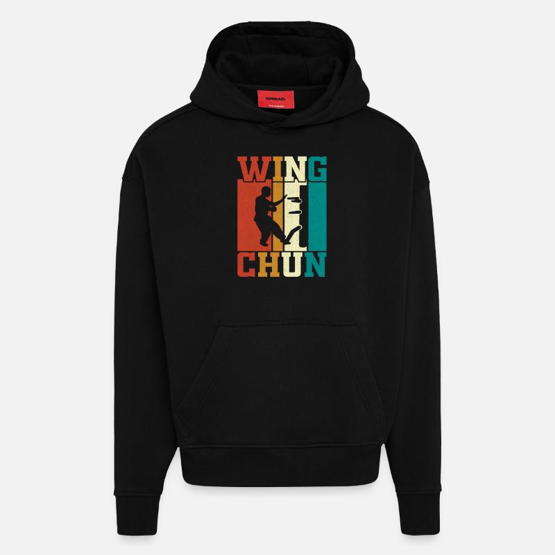 Wing Chun - Sweat à capuche bio épais oversize fabriqué en UE - SOLID BLACK