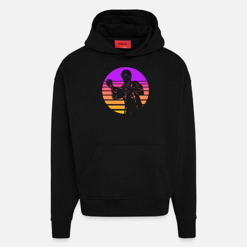 Wing Chun - Sweat à capuche bio épais oversize fabriqué en UE - SOLID BLACK