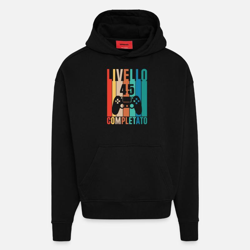 Niveau 45 - Sweat à capuche bio épais oversize fabriqué en UE - SOLID BLACK