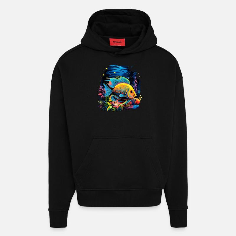 Angelfish - Sweat à capuche bio épais oversize fabriqué en UE - SOLID BLACK