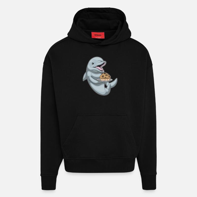 Muffin Dauphin - Sweat à capuche bio épais oversize fabriqué en UE - SOLID BLACK