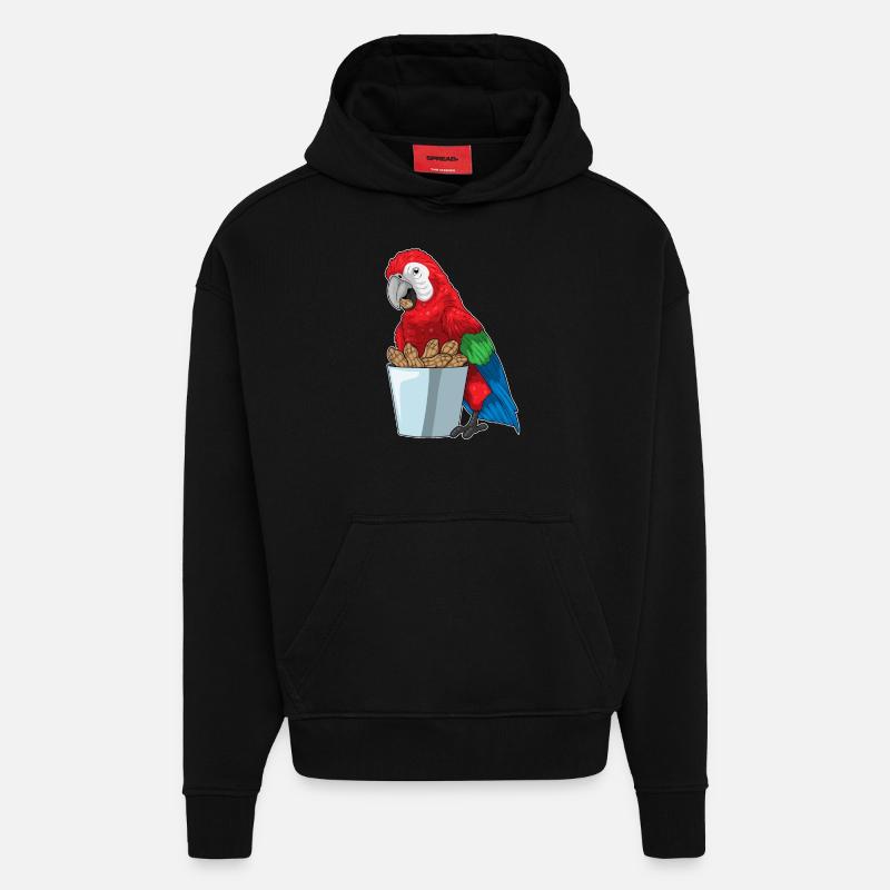 Cacahuètes perroquets - Sweat à capuche bio épais oversize fabriqué en UE - SOLID BLACK