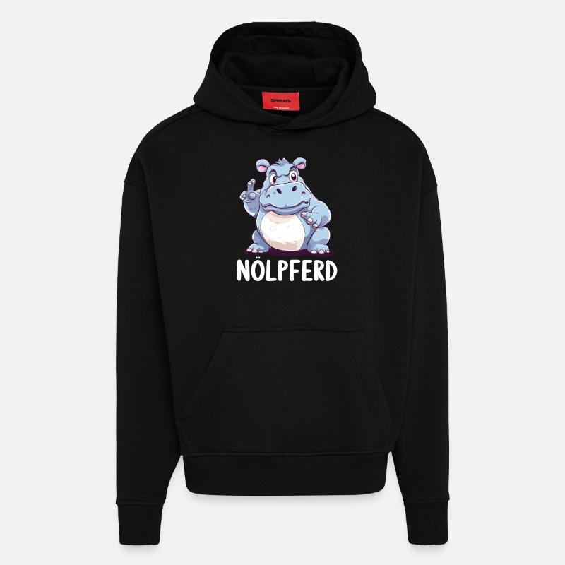 Hippo Hippo Complain Complainer Nölpferd - Hoodie- made by SPREAD  - SOLID BLACK