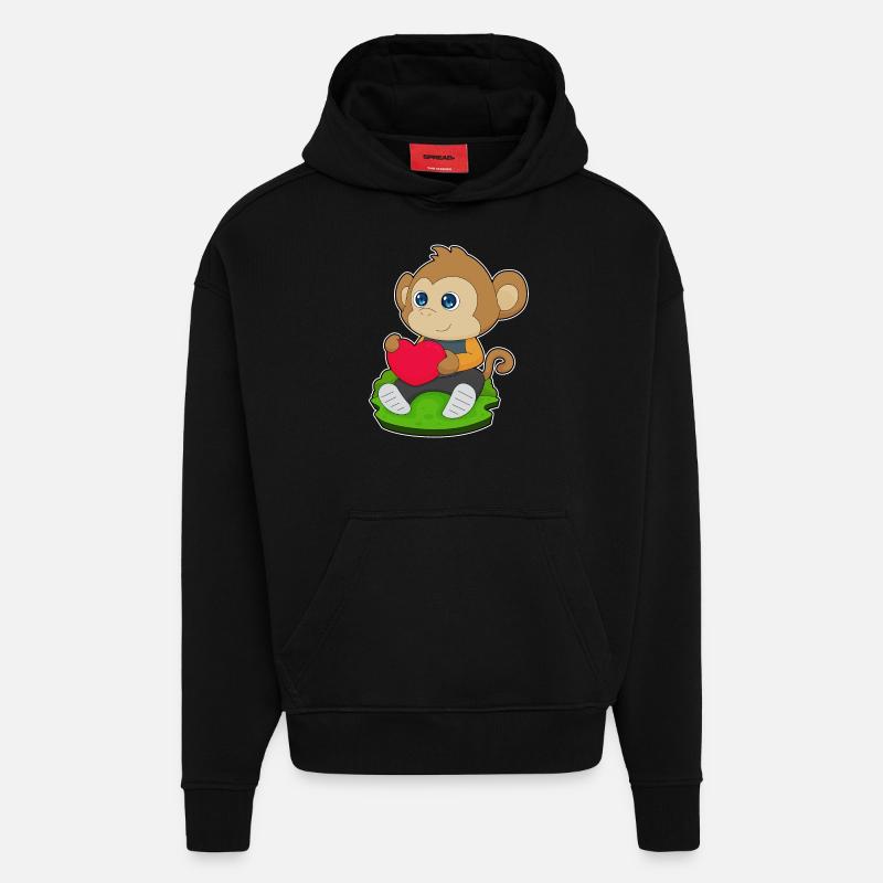 Affe Herz Luftballon - Hoodie- made by SPREAD  - SOLID BLACK