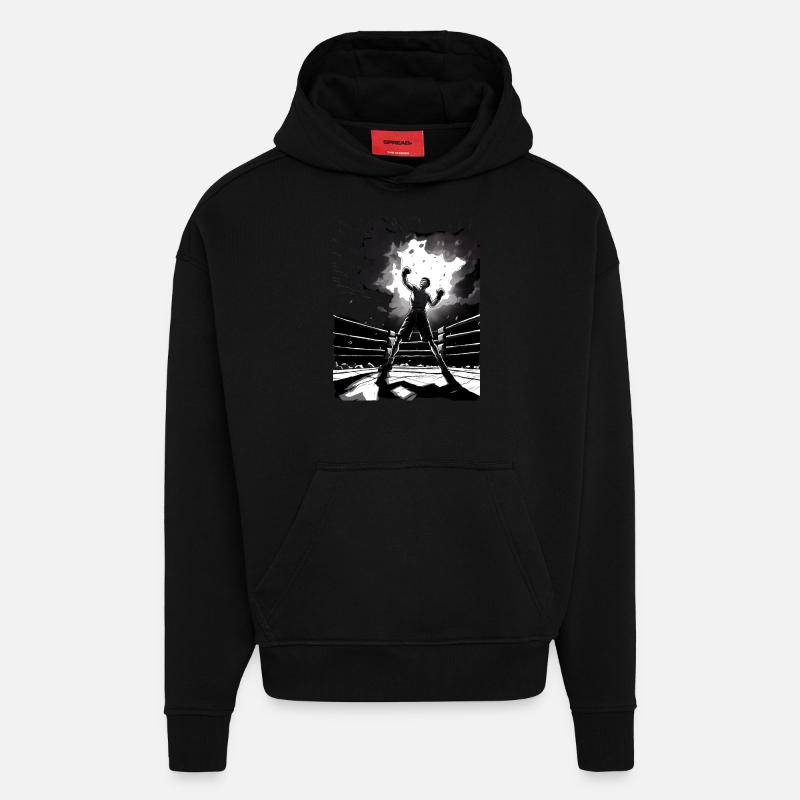 Boxe - Sweat à capuche bio épais oversize fabriqué en UE - SOLID BLACK