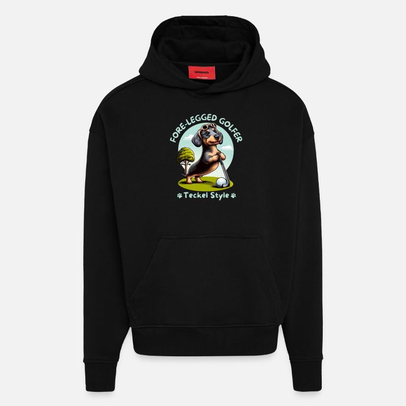 Dackelliebhaber Geschenkidee. Dackel Golfer - Hoodie- made by SPREAD  - SOLID BLACK