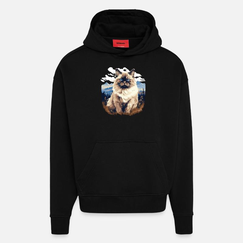 Birman Cat Birma Katze - Hoodie- made by SPREAD  - SOLID BLACK