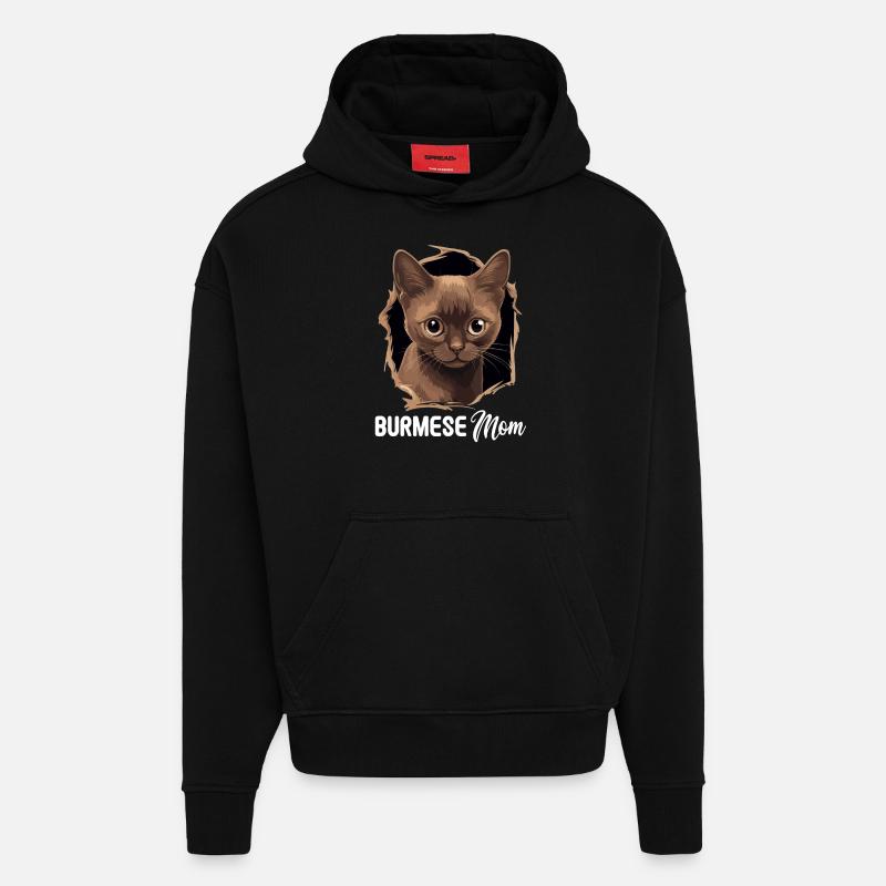 Chat birman Birmanie Katze - Sweat à capuche bio épais oversize fabriqué en UE - SOLID BLACK