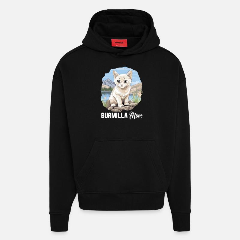 Burmilla Chaton Burmilla Chat - Sweat à capuche bio épais oversize fabriqué en UE - SOLID BLACK