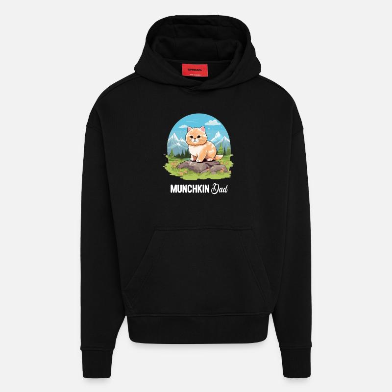 Munchkin Chaton Munchkin Chat - Sweat à capuche bio épais oversize fabriqué en UE - SOLID BLACK
