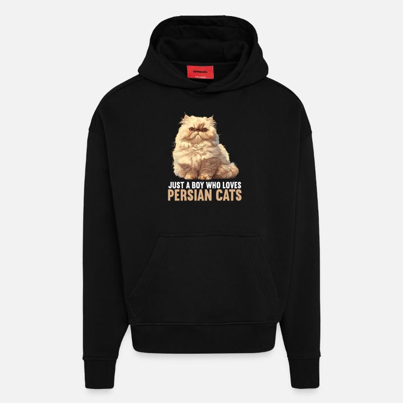 Chat persan Perserkatze - Sweat à capuche bio épais oversize fabriqué en UE - SOLID BLACK
