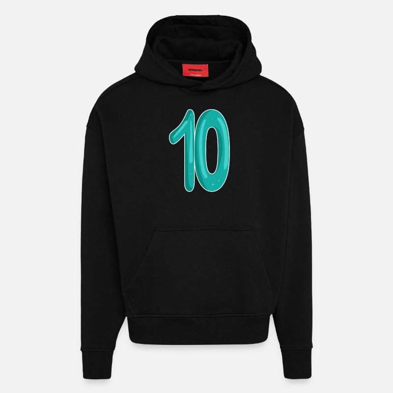 Dix numéros 10 - Sweat à capuche bio épais oversize fabriqué en UE - SOLID BLACK