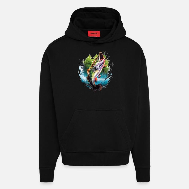 Poisson bar - Sweat à capuche bio épais oversize fabriqué en UE - SOLID BLACK