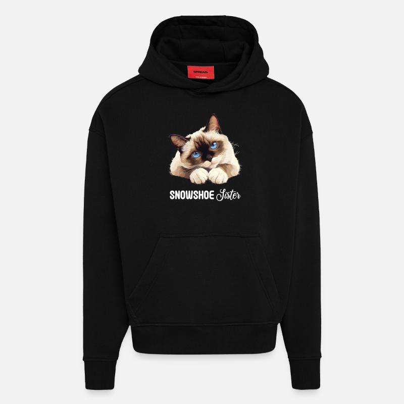 Chaton raquette Chat raquette - Sweat à capuche bio épais oversize fabriqué en UE - SOLID BLACK