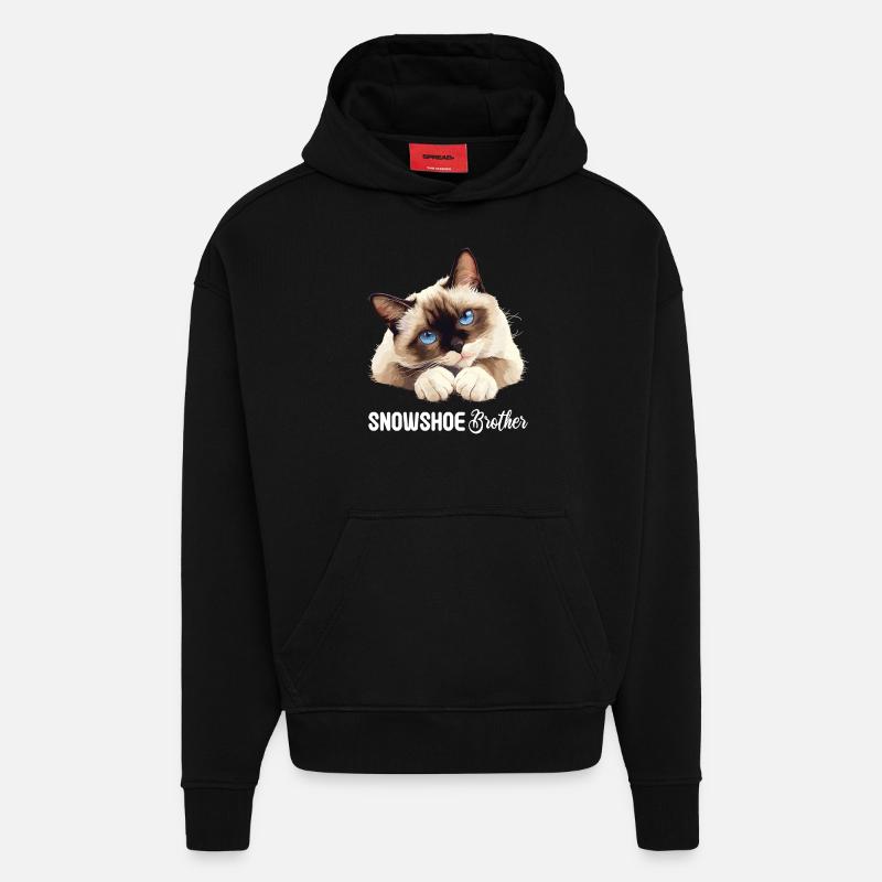 Chaton raquette Chat raquette - Sweat à capuche bio épais oversize fabriqué en UE - SOLID BLACK