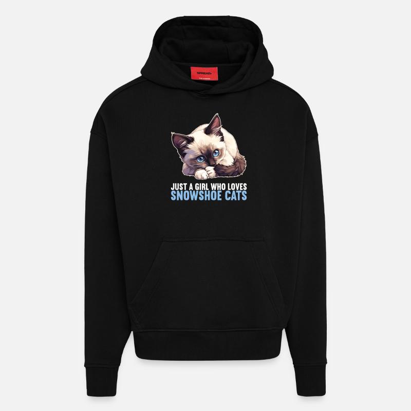 Chaton raquette Chat raquette - Sweat à capuche bio épais oversize fabriqué en UE - SOLID BLACK