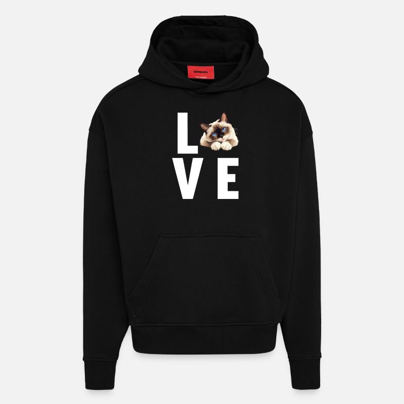 Chaton raquette Chat raquette - Sweat à capuche bio épais oversize fabriqué en UE - SOLID BLACK