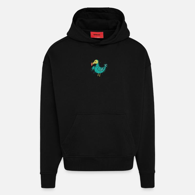 Dodo Oiseaux Ile Maurice - Sweat à capuche bio épais oversize fabriqué en UE - SOLID BLACK