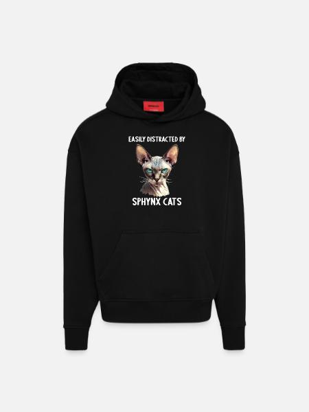 Sphynx Kitten Sphynx Cat - Hoodie- made by SPREAD  - SOLID BLACK