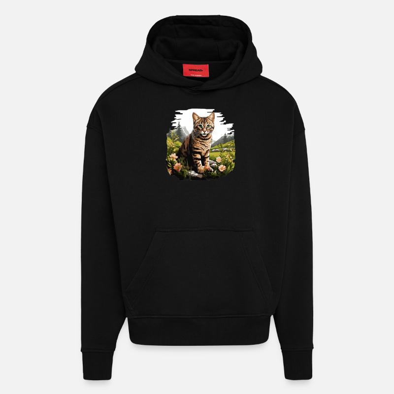 Tabby Kätzchen Tabby Katze - Hoodie- made by SPREAD  - SOLID BLACK