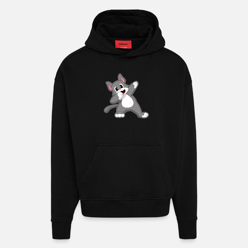 Chat Hip Hop Danse - Sweat à capuche bio épais oversize fabriqué en UE - SOLID BLACK