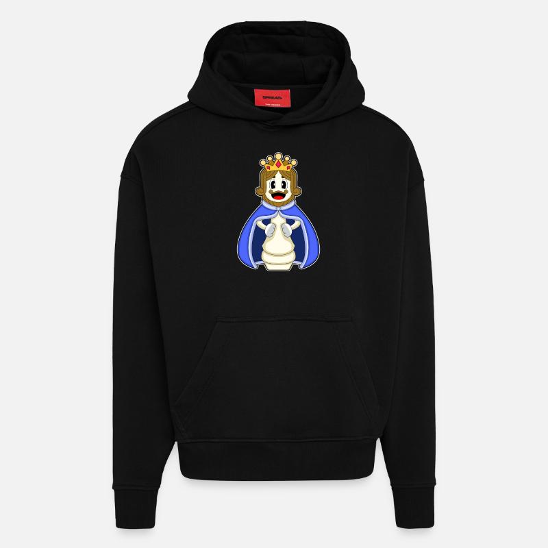 Pièce d’échecs Roi Échecs - Sweat à capuche bio épais oversize fabriqué en UE - SOLID BLACK