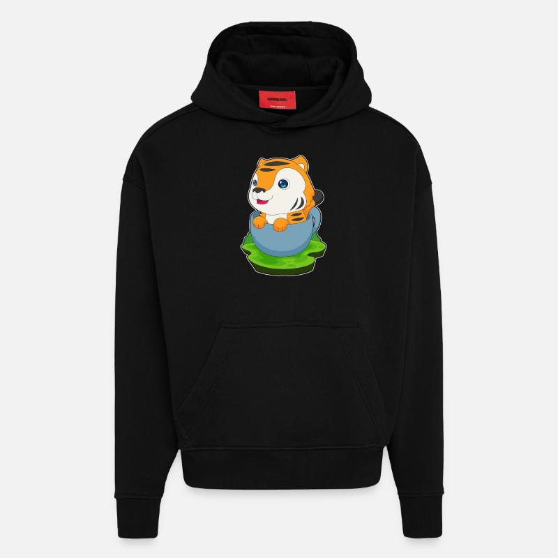 Tiger Mug - Hoodie- made by SPREAD  - SOLID BLACK