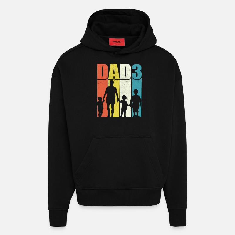 Père de trois enfants - Sweat à capuche bio épais oversize fabriqué en UE - SOLID BLACK