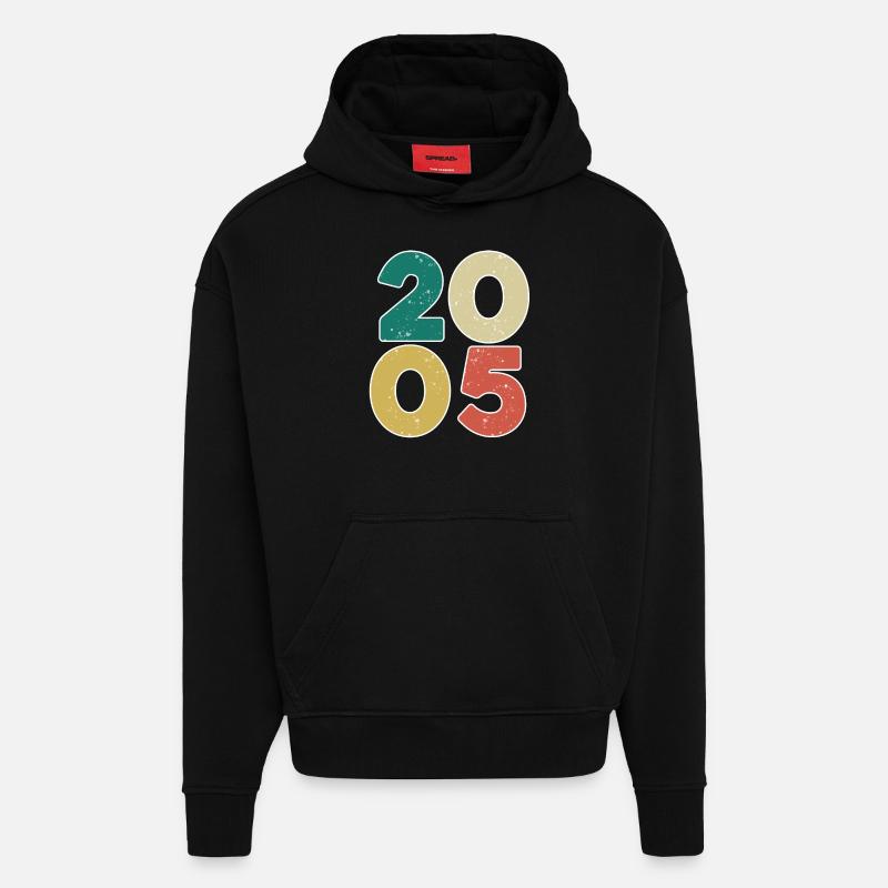 2005 - Année 2005 - Année 2005 - Sweat à capuche bio épais oversize fabriqué en UE - SOLID BLACK