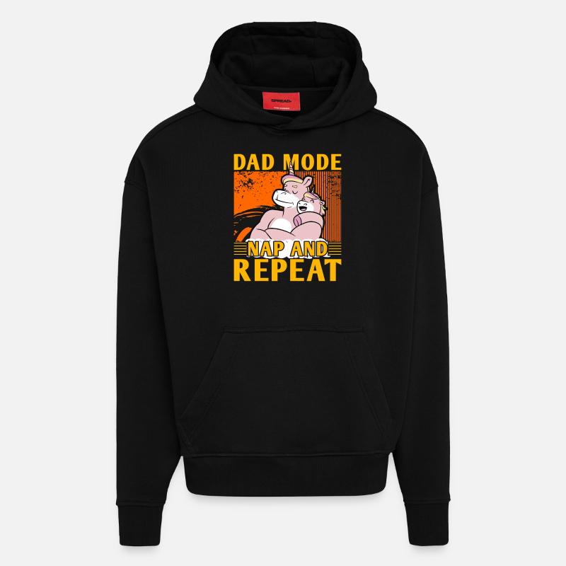Dad Mode Nap and Repeat - Hoodie- made by SPREAD - SOLID BLACK