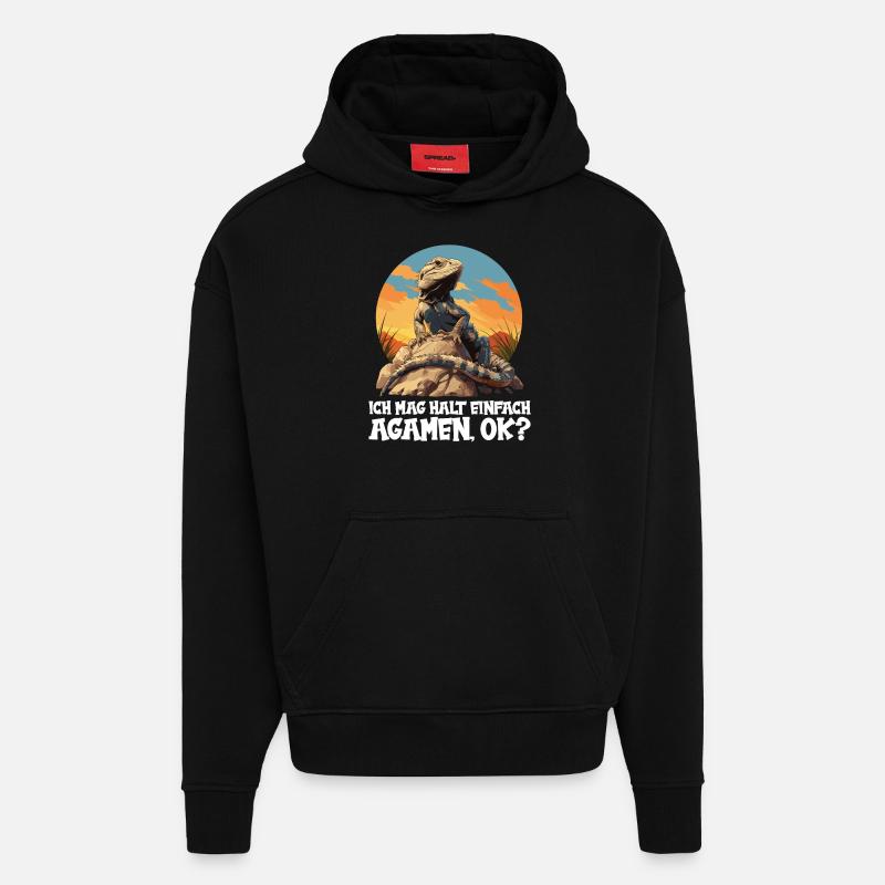 Agamen Agame - Sweat à capuche bio épais oversize fabriqué en UE - SOLID BLACK