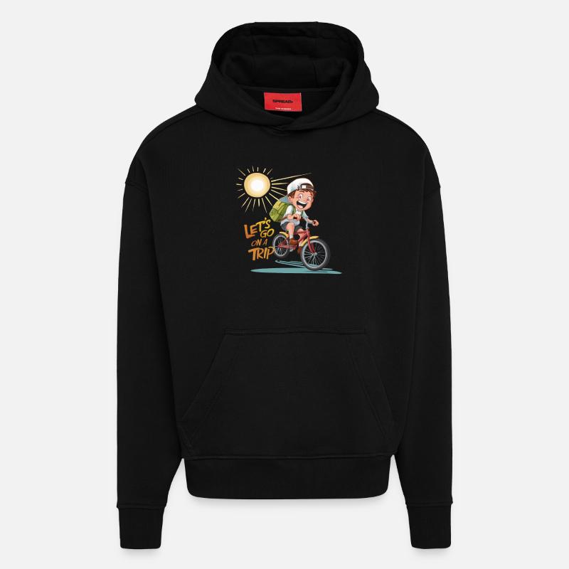 PARTONS EN VOYAGE - Sweat à capuche bio épais oversize fabriqué en UE - SOLID BLACK