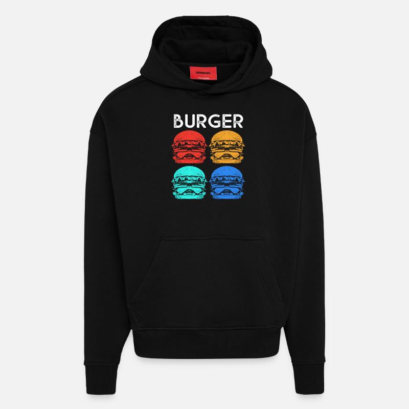Cheeseburger - Sweat à capuche bio épais oversize fabriqué en UE - SOLID BLACK