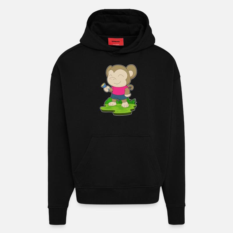 Monkey Flashlight - Hoodie- made by SPREAD  - SOLID BLACK