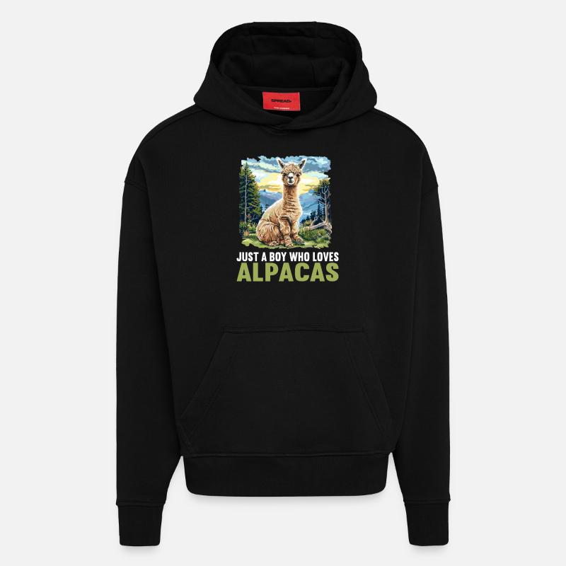 Alpaca Alpacas Alpaca - Hoodie- made by SPREAD  - SOLID BLACK