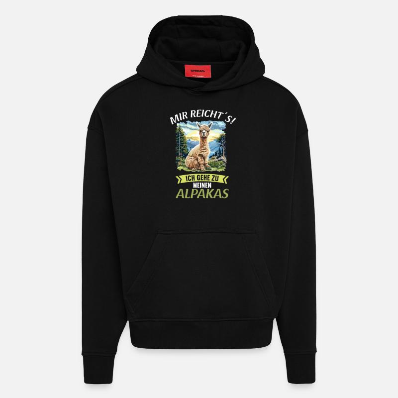 Alpaca Alpacas Alpaca - Hoodie- made by SPREAD  - SOLID BLACK