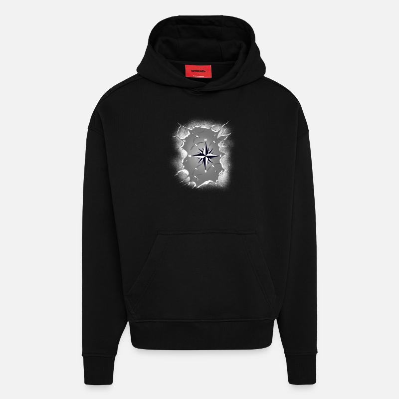 Möwen Möwe Kompass maritim - Hoodie- made by SPREAD  - SOLID BLACK