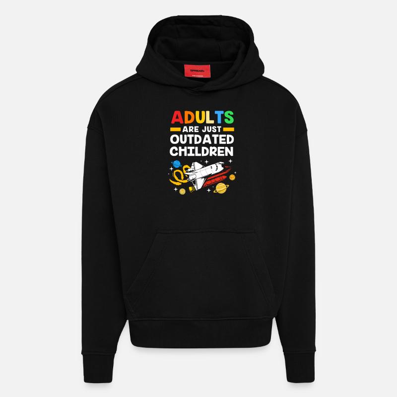 Univers Système Solaire - Sweat à capuche bio épais oversize fabriqué en UE - SOLID BLACK